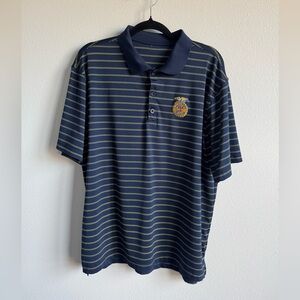 Navy and Yellow Striped Polo Shirt With FFA Emblem